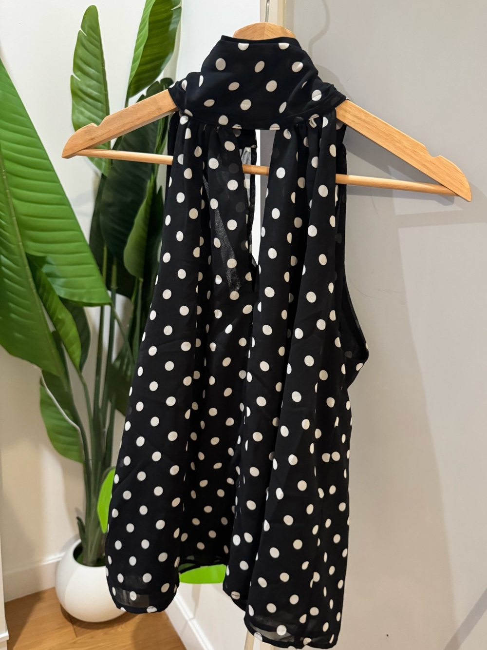 H&M Black and White Polka Dot Halter Camisole